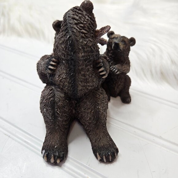 Mama Bear & Cubs Cuddling Playing Figurine Resin 4 X 4.75 X 3.25” Mother Baby - Picture 2 of 10